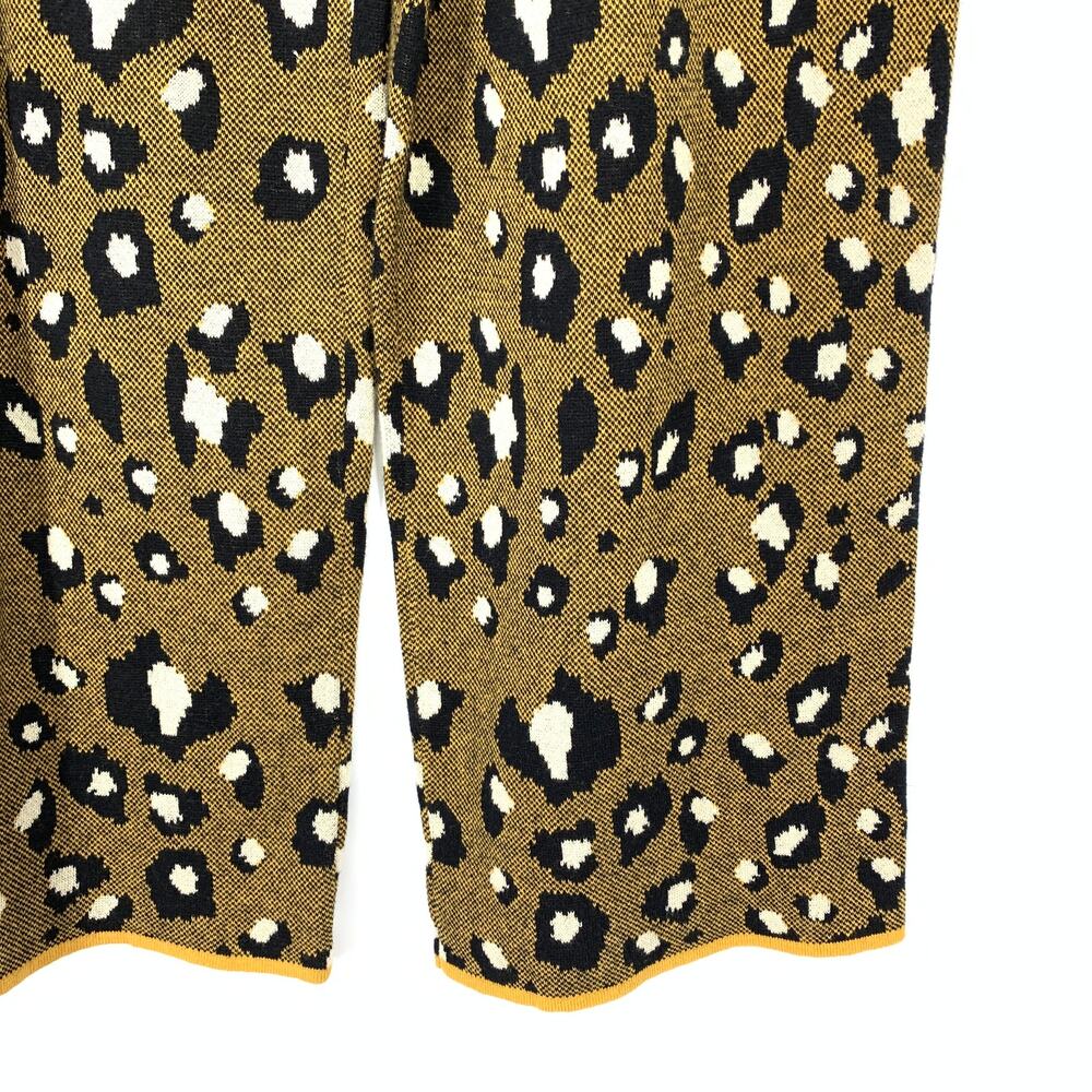Anthropologie Dolan Pull On Wide Leg Knit Crop Pants Womens Sz M Leopard Print - Picture 4 of 6